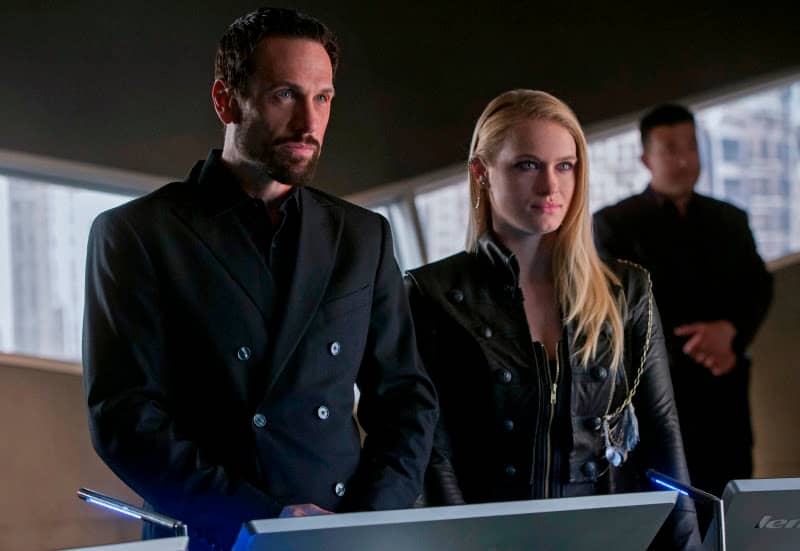 The Tomorrow People -- "Son Of Man" --  Image Number: TP122b_5049.jpg -- Pictured (L-R): Simon Merrells as The Founder and Leven Rambin as Natalie -- 
Photo: Jack Rowand/The CW -- © 2014 The CW Network, LLC. All rights reserved.